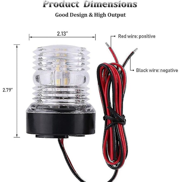 Bådsnavigation Ankerslys Rundt 360 Grader Hvid 12v Led Daglys Vandafvisende Signal L