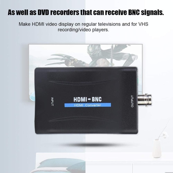 HDMI til BNC-adapter, kompositt HDMI til BNC-videoadapter og 3,5 mm 480i 576i lydsignalkonverter Støtte NTSC/PAL, miljøvennlig HDMI BNC-konverter