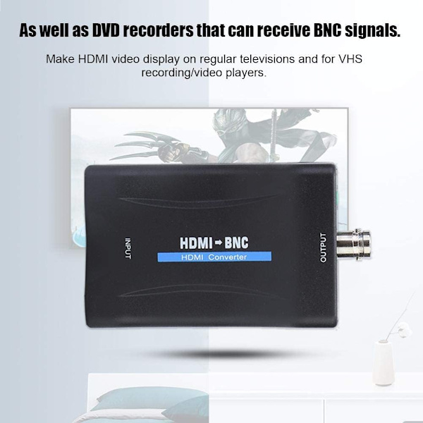 HDMI till BNC-adapter, komposit HDMI till BNC-videoadapter och 3,5 mm 480i 576i ljudsignalkonverter Stöd NTSC/PAL, miljövänlig HDMI BNC-konverter