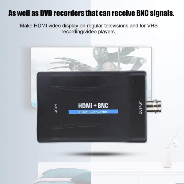 HDMI till BNC-adapter, komposit HDMI till BNC-videoadapter och 3,5 mm 480i 576i ljudsignalomvandlare Stöd NTSC/PAL, miljövänlig HDMI BNC-omvandlare