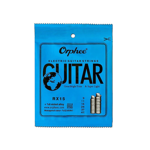 Orphee RX15 6-pack Elektrisk gitarrsträngset (.009-.042)  Nickel Alloy Super Light Tension