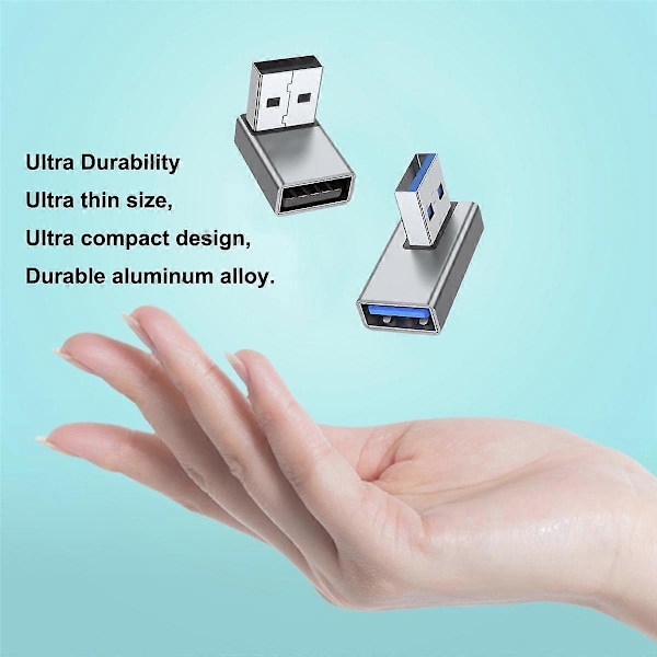 4 KPL USB 3.0 -sovitin, ylös- ja alaspäin suuntautuva kulma, vasen ja oikea kulma USB A uros - naarasmuunnin jatko