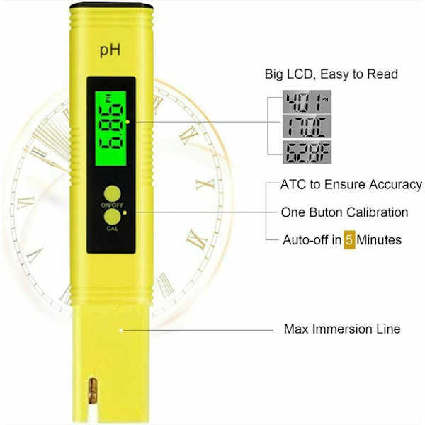 PH-måler, TDS & EC-termometer, 4 i 1 PH-vanntester,
