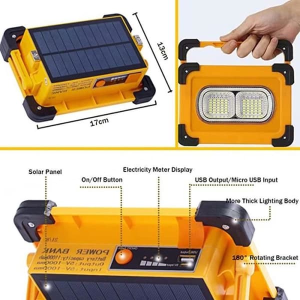 80W LED Flomlys - Oppladbart - 11000mAh - 4 Lysmoduser