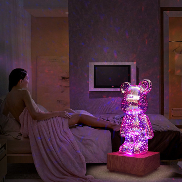 3D Bear Romantisk sängbordsbordsprydnad Ambience Lampa