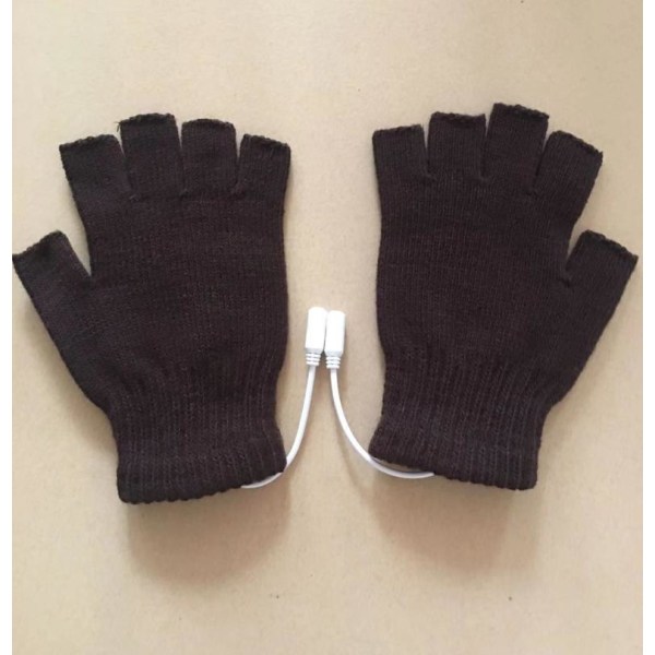 Vinterarbejde USB varmehandsker Varme håndvarmehandsker Alle fingre og halve fingre-Ren kaffe