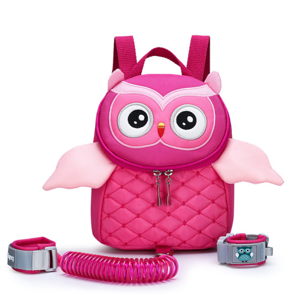 Toddler Anti-Lost ryggsäck, söt uggla Toddler med säkerhetsrem för 1-5 år (rosa)