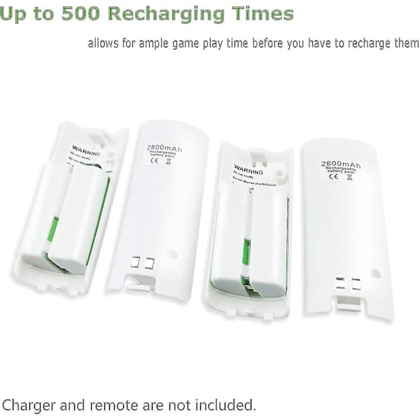 4-pak Ladbare Batteripakker for Wii og Wii U Fjernkontroll 2800mah