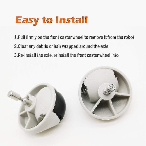 2-pack reservdelar framhjul/hjul för Roborock E5 S5 Max S4 Max S6 S7 dammsugare -