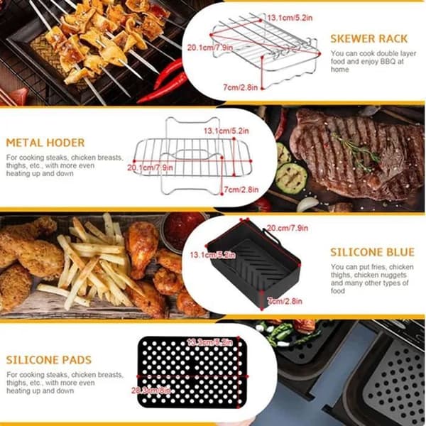 10 stk tilbehør til airfryer, dobbelt airfryer tilbehørssett