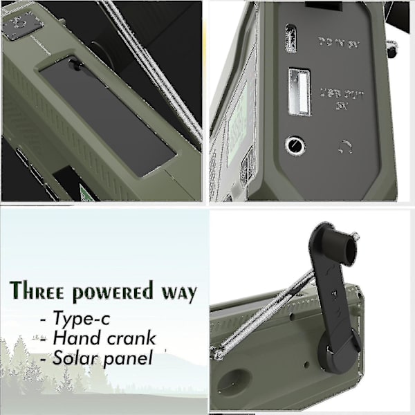 Bærbar Dab/fm-radio, 4000mah Dynamo Solar Radio, Solar Crank Radio, Survival Solar Radio Dab Radio Usb-oplader