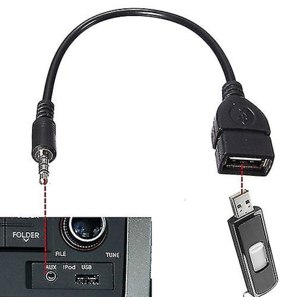 Naievear 3,5 mm hann lyd Aux-in-jack til USB 2.0 type A hunn Otg-konverterkabel - YKY416