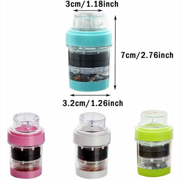 4-pack kranfilter, stänkskyddande PP minikranfilter med en patron, (4 färger)
