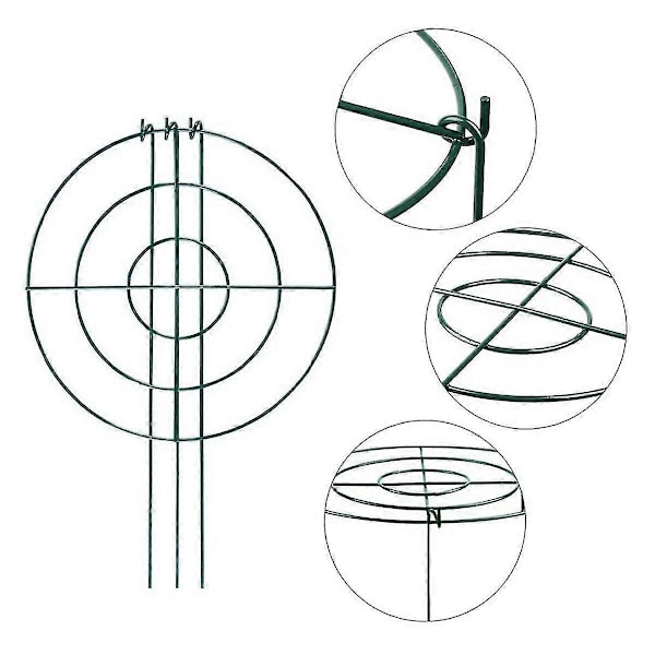 3 Set Pionstöd, Växtstöd med Ringar och 4 Ben, Växtstöd, Blomstöd