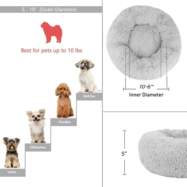 Hundsäng för små till medelstora överdimensionerade hundar Anti-ångest lugnande ortopedisk fuskpäls hundsäng