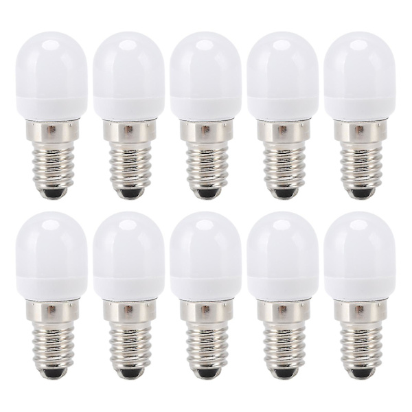 10 stk. E14 lyspære i rustfritt stål, 1,5 W, 220 V LED-pære for lysekrone, tak, skap, vegg, bordlamper, hvitt lys