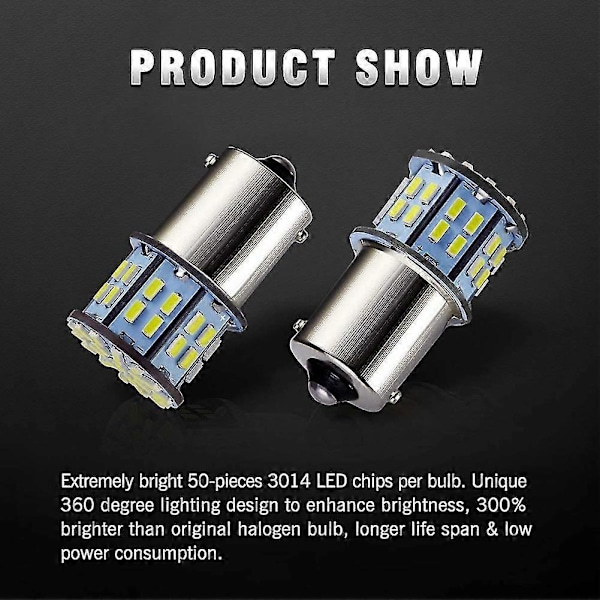 20 LED-pærer for supersterk 3014 50-smd hvit 1156 1141 1003 Ba15s pærer for tilhenger Marin