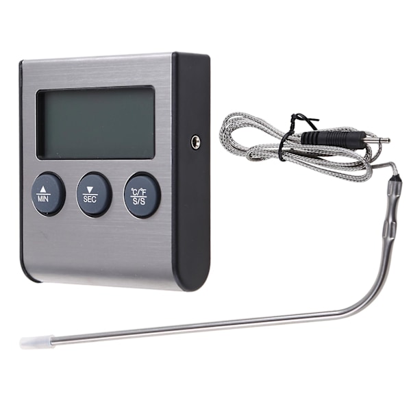 Digitalt Kjøkkentermometer LCD-Skjerm Lang Probe for Grill Ovn Mat Kjøtt Matlaging Alarm Timer Måleverktøy