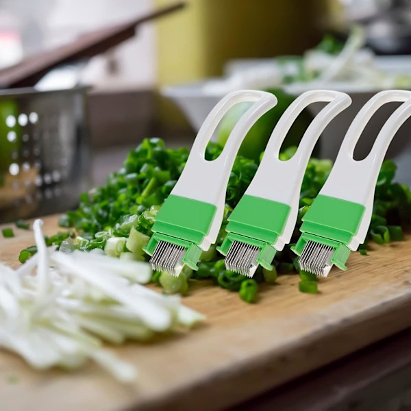 3pcs Saim Scallion Cutter Shred,Stainless Steel Green Onion Cutter Slicer Potato Radish Vegetable Cutting Shredded