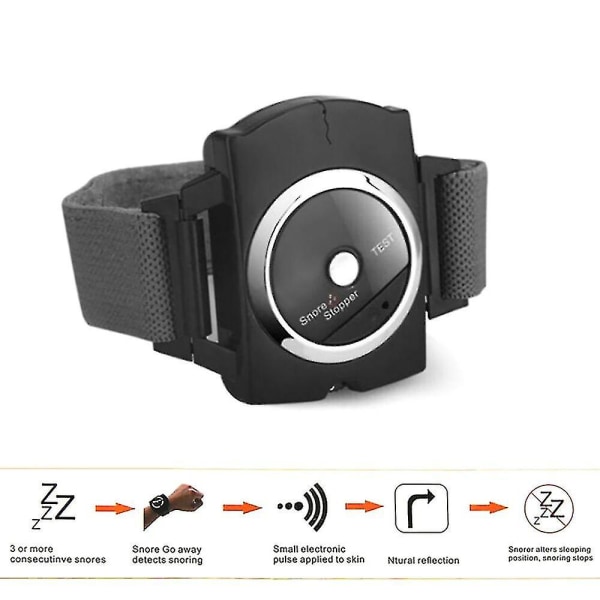 Sleep Link-armbåndsett med anti-snorkearmbånd og anti-snorkeenhet (svart)