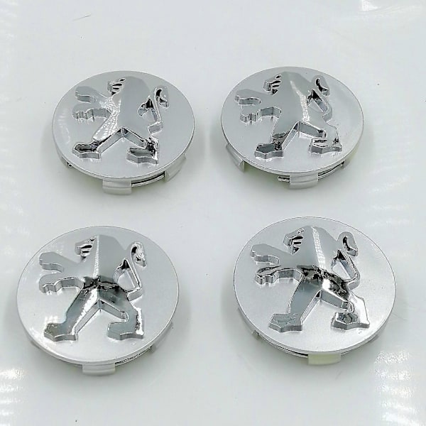 Navkapsel Ersättning, Peugeot Logotyp, Kompatibel med Peugeot 3008 408 508 307 301 etc., Silver, 4st
