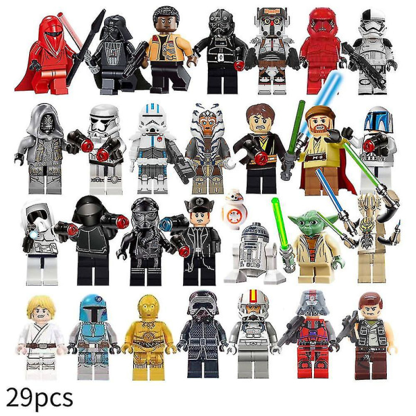 29 stk Star Wars Series montert byggekloss minifigur Luke Darth Vader Jedi Master Set Action Figur Leker