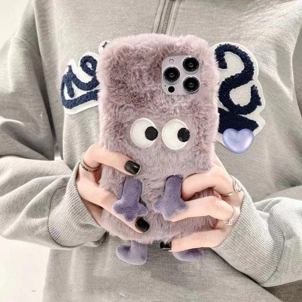 2023 Cute Purple Monster Apple Phone Deksel Plysj Høst og Vinter Telefonveske iPhone14