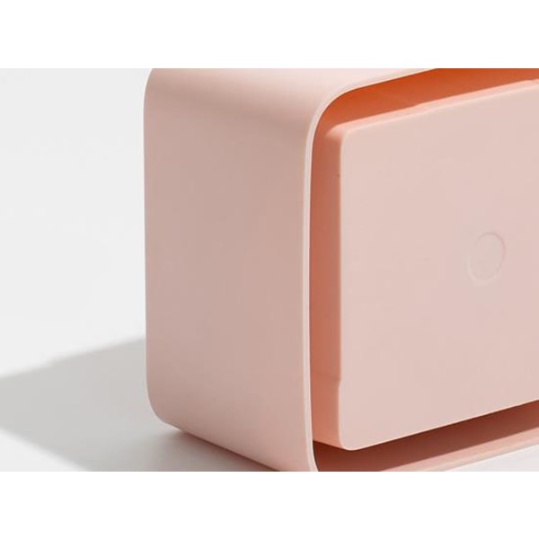 Genomskinlig bomullstussförvaringslåda med lock, enkel skrivbordsorganisatör - Rosa, 1 st