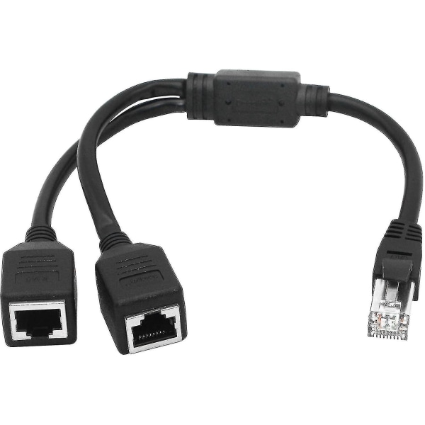 Ethernet-nettverksdeler, 1 hann til 2 hunn Y-adapterkabel