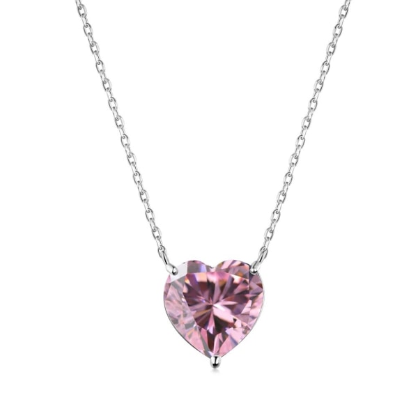 S925 sterling sølv pinnesett rosa kjærlighetspersonlighet kreativ kragebenskjede mote allsidig fargerik søt hjerteformet halskjede drømmende