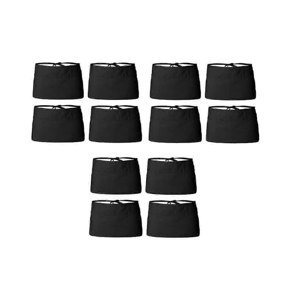 12-pack - Svart Serverbälte, Servitris Halvförkläde Bälteficka Förkläde