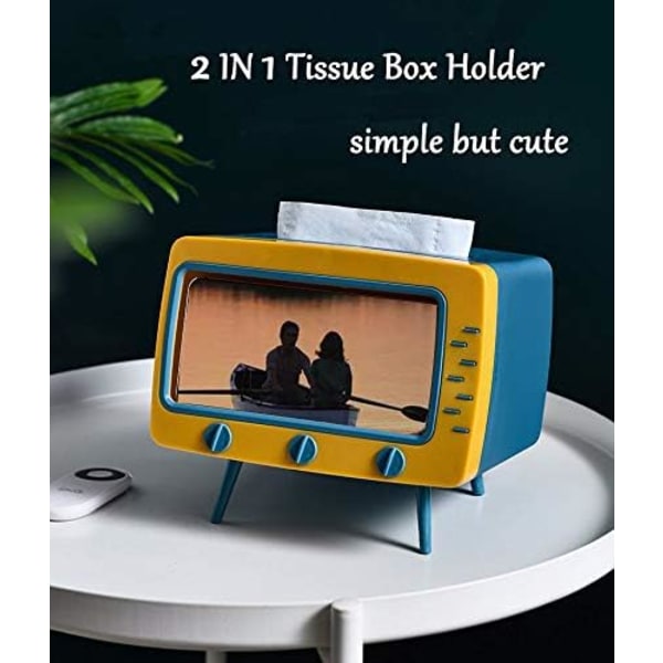 Kleenex-laatikkoteline puhelintelineellä, TV-muotoinen kudos ja älypuhelinteline, monikäyttöinen pehmopaperikotelon cover
