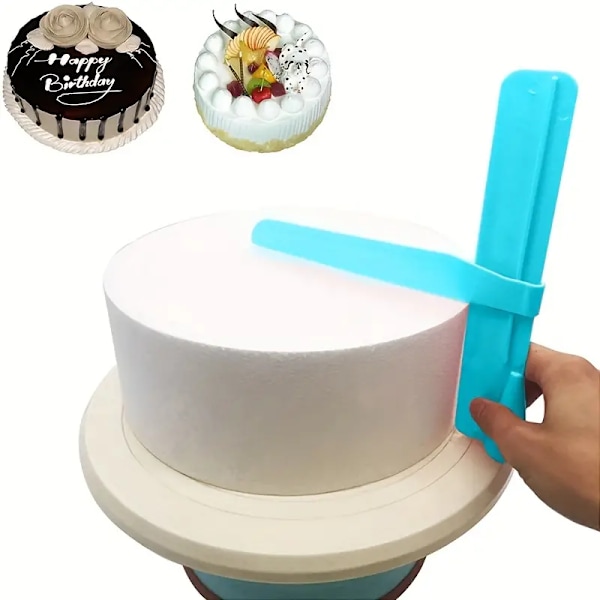 Justerbar kake skrape og jevner sett - enkle å bruke, 23,6X21,01 cm kake skrape jevner ekstra store kake dekorasjons tips blå