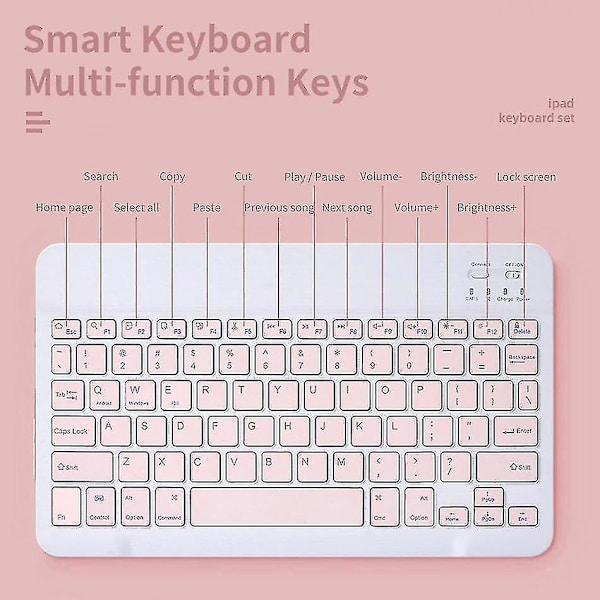 10 tum trådlöst bluetooth-tangentbord (rosa)