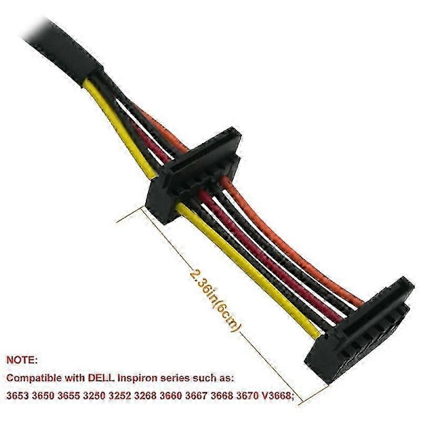 HDD SATA Strömkabel Rätvinklig SATA 15 Pin X2 till Mini 6 Pin ATX Adapter för 3653 3650 Serien Comp