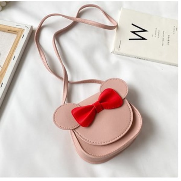 Little Mouse Ears Bow Crossbody-plånbok, PU-axelväska för barn, flickor, småbarn (rosa och röda)