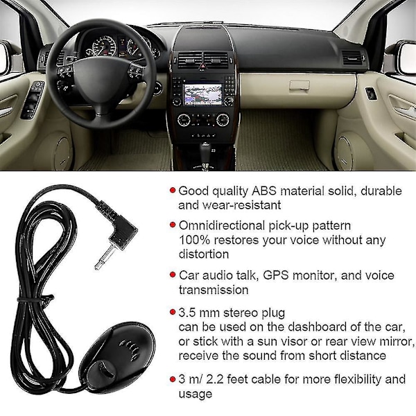 Mini Universal Bil 3.5 mm Audio Omdrejningsmikrofon Bærbar Ekstern Mikrofon til Bilradio Bil DVD Bluetooth Bilkit