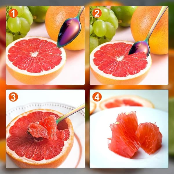 3-piece Stainless Steel Spoon Scraper - Grapefruit Knife with Teeth - Fruit Spoon - Dessert Spoon - Fruit Spoon - Serrated Orange Peeler Spoon