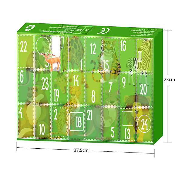 Julkalender med 24 Dörrar Nedräkning Djurvärlden Blind Box Julöverraskning Leksaker Presentset För Barn