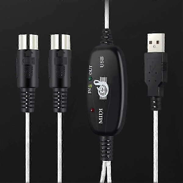 180 X2cm USB-adaptere MIDI-grensesnitt USB MIDI-kabel MIDI-adapterledning MIDI-keyboard MIDI USB-kabel Piano