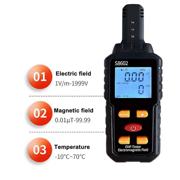 Digital EMF-måler Elektromagnetisk Strålingsdetektor Strålingsdosimeter Tester