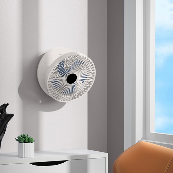 Petit ventilateur mural pliable blanc crème rechargeable monobloc