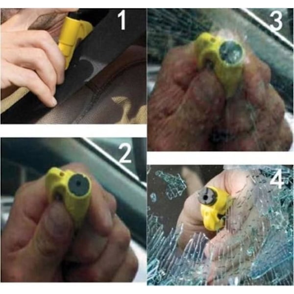 5-pakning bilnøkkelring med nødverktøy for å knuse glass og kutte setebelter, miniklubbe