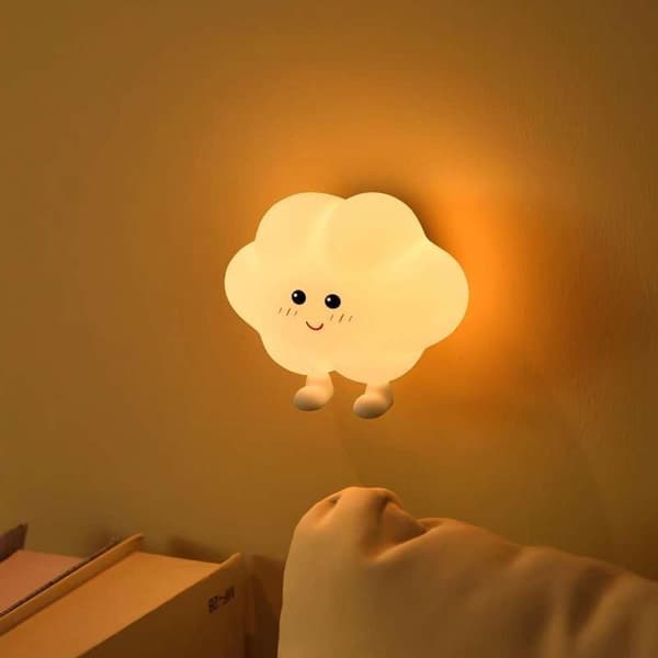 Cute Wall Night Light - Nursery Decor - Dimmable Lamp - Decorative (Cloud) - Magnetic Bedside Lamp - USB Rechargeable