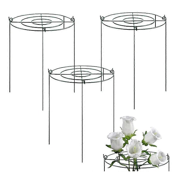 3 Set Pionstöd, Växtstöd med Ringar och 4 Ben, Växtstöd, Blomstöd