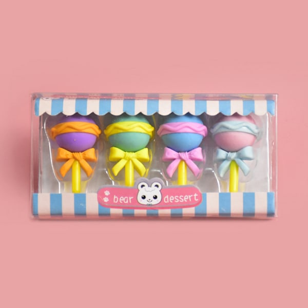 Kids Eraser Paperi | Pyyhekumi koulutarvikkeet Kawaii - 4 kpl/laatikko Kawaii Ice -