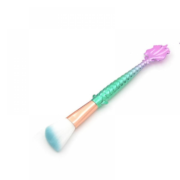 Veeki Mermaid Tail Powder Sky Blue Gradient Handtag Makeup Brush, 1st Contour Highlighter Brush, Makeup Beauty Tool