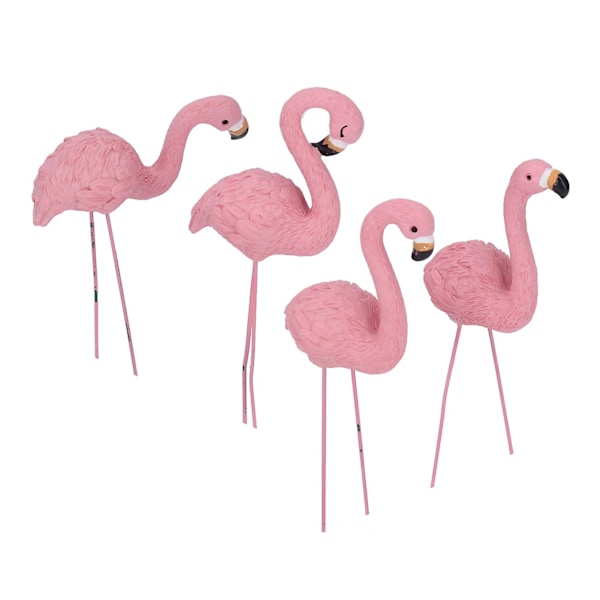 Rosa Flamingo Trädgårdsstaty - Set om 4, Små Levande Fina Detaljer, Snygg Gård Gräsplan Dekor & Gåvor