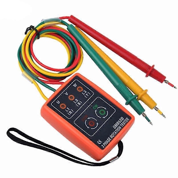 Ny 3-Fase Sekvens Rotations Tester Indikator Detektor Måler LED Buzzer Med Bærbar Pose TD-LED