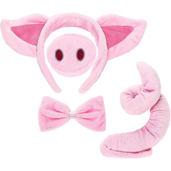 Dww-pig Costume Set Pig Ears Nose Tail And Bow Tie Pink Pig Fancy Dress Costume Accessories For Kids